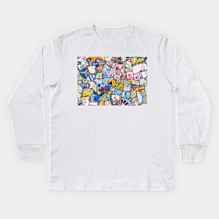 Antoni Gaudi Multi Pattern Print Design with Grey Background Kids Long Sleeve T-Shirt